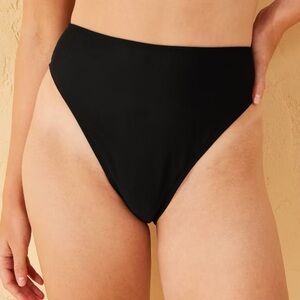Shade & Shore Black High Waist High leg Cheeky Bikini Bottom